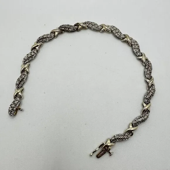 8" genuine diamond and vermeil over sterling silver, stamped bracelet! - Picture 10 of 10